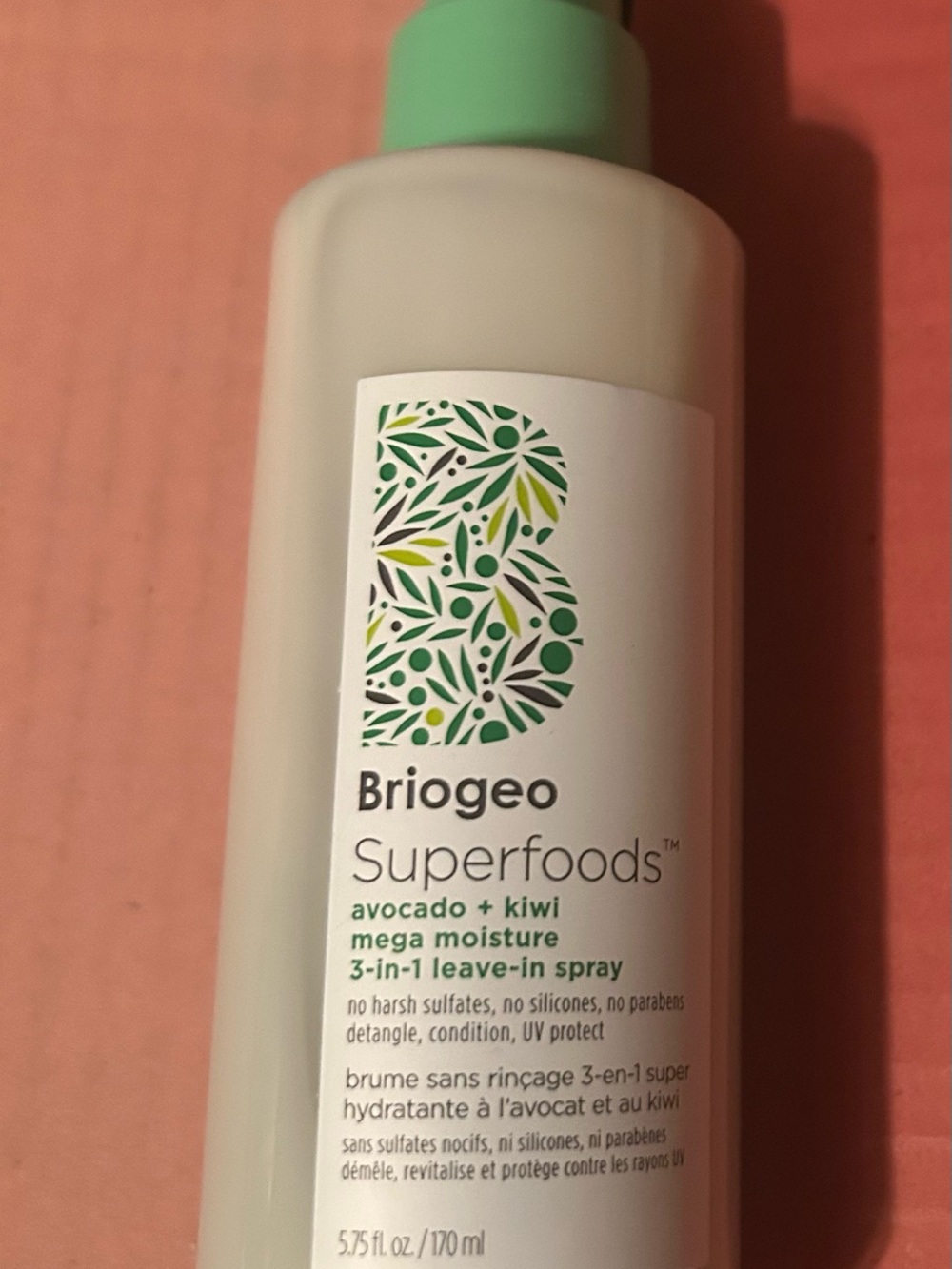 Briogeo Superfoods Avocado + Kiwi Leave-In Spray — White Bottle with Green Cap